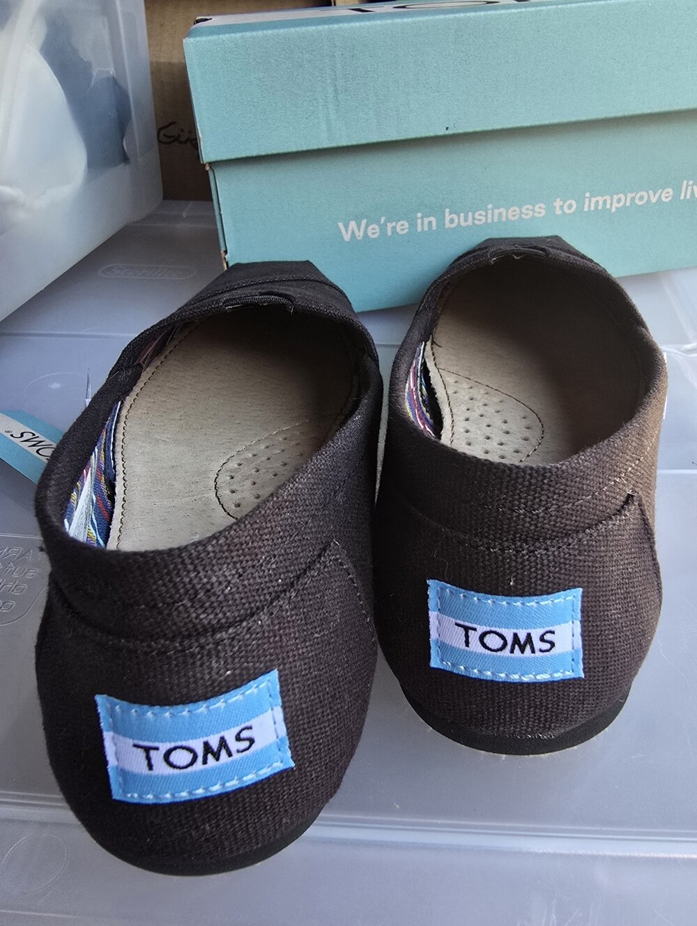 Toms Alpargata Black On Black Canvas Women's Slip-On - Picture 3 of 5